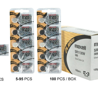 Maxell SR1130W 389 79mAh 1.55V Silver Oxide Button Cell Battery - Hologram Packaging - 1 Piece Tear Strip, Sold Individually