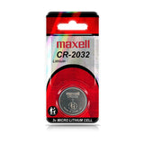 Maxell CR2032 220mAh 3V Lithium Primary (LiMNO2) Coin Cell Battery - Hologram Packaging - 1 Piece Blister Pack
