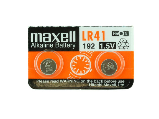 Maxell LR41 Alkaline Coin Cell Battery - 1 Piece Tear Strip (Minimum Qty of 2 Pieces)