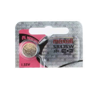 Maxell SR43SW 301 100mAh 1.55V Silver Oxide Button Cell Battery - Hologram Packaging - 1 Piece Tear Strip, Sold Individually