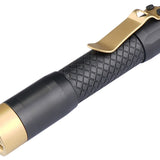 MecArmy PS14 Ti Titanium Neutral, Cool White Dual Color EDC Flashlight - 2 x CREE XPL-HD LEDs - 1200 Lumens - Uses 1 x 14500 (Included) or 1 x AA - Black and Gold or Sandblasted