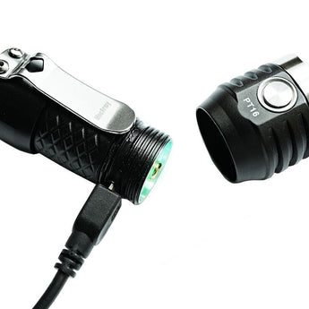 MecArmy PT16 Ultra Bright Rechargeable Flashlight - 3 x CREE XP-G2 LEDs - 1100 Lumens - Includes 1 x 16340 - Aluminum