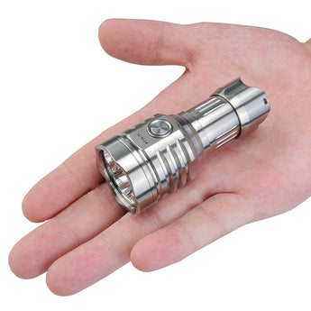 MecArmy PT16-TI Titanium Ultra Bright Rechargeable Flashlight - 3 x CREE XP-G2 LED - 1200 Lumens - Uses 1 x 16340 (Included) or 1 x 18350 - Titanium