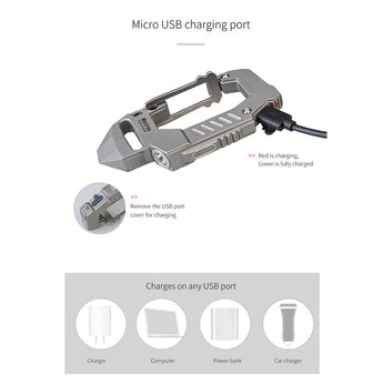 MecArmy FL10 Rechargeable EDC Carabiner Flashlight - CREE XP-G2 S4 LED - 360 Lumens - Includes Built-In 100mAh Battery Pack