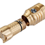 MecArmy PT16-BS Brass Ultra Bright Rechargeable Flashlight - 3 x CREE XP-G2 LEDs - 1200 Lumens - Uses 1 x 16340 (Included) or 1 x 18350 - Brass