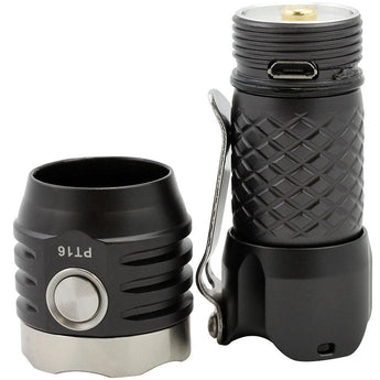 MecArmy PT16 Ultra Bright Rechargeable Flashlight - 3 x CREE XP-G2 LEDs - 1100 Lumens - Includes 1 x 16340 - Aluminum