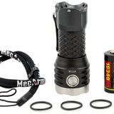MecArmy PT16 Ultra Bright Rechargeable Flashlight - 3 x CREE XP-G2 LEDs - 1100 Lumens - Includes 1 x 16340 - Aluminum