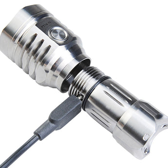 MecArmy PT16-TI Titanium Ultra Bright Rechargeable Flashlight - 3 x CREE XP-G2 LED - 1200 Lumens - Uses 1 x 16340 (Included) or 1 x 18350 - Titanium
