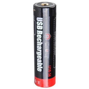 MecArmy U18-34 18650 3400mAh 3.7V Lithium Ion (Li-ion) Button Top Battery with Micro USB Charging Port