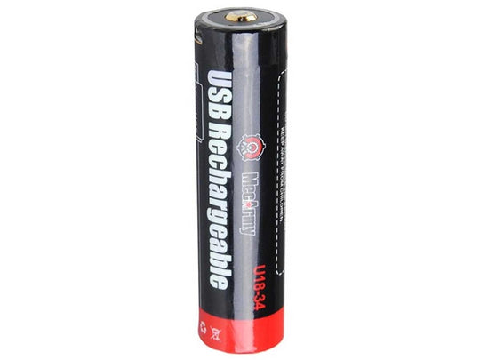 MecArmy U18-34 18650 3400mAh 3.7V Lithium Ion (Li-ion) Button Top Battery with Micro USB Charging Port