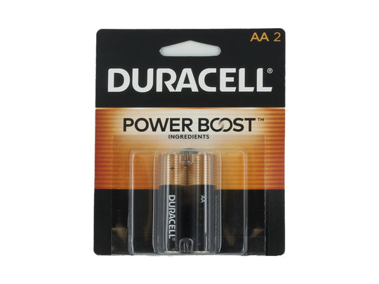 Duracell MN1500 AA Button Top Batteries - 2 Pack Blister Pack