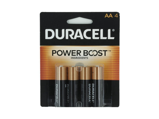 Duracell Coppertop Duralock MN1500-B4 AA LR6 1.5V Alkaline Button Top Batteries (MN1500B4) - 4 Piece Retail Card