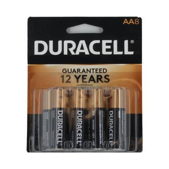 Duracell Coppertop Duralock MN1500-B8 AA LR6 1.5V Alkaline Button Top Batteries (MN1500B8) - 8 Piece Retail Card