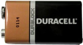 Duracell Coppertop Duralock 9.0V Alkaline Battery (MN1604) - Made in Malaysia - Uncarded Bulk