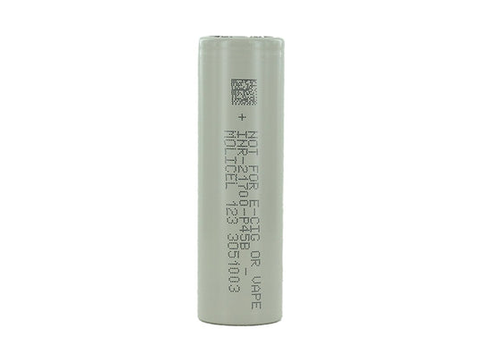 Molicel P45B INR 21700 4500mAh 3.6V High-Drain 45A Lithium Ion (Li-Ion) Unprotected Flat Top Battery