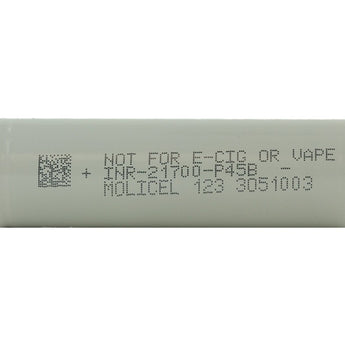 Molicel P45B INR 21700 4500mAh 3.6V High-Drain 45A Lithium Ion (Li-Ion) Unprotected Flat Top Battery