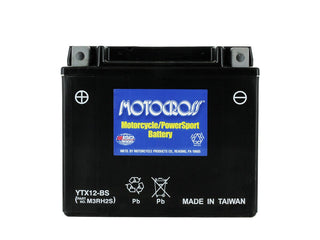 Motocross AGM High Performance YTX12-BS 180CCA 10Ah 12V Rechargeable Sealed Lead Acid (SLA) Battery - NB Terminal