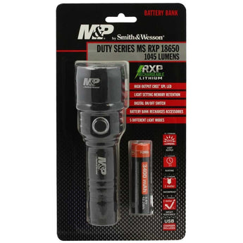 Smith and Wesson Duty Series MS RXP Rechargeable LED Flashlight - CREE XPL LED - 1045 Lumens - Includes 1 x 18650
