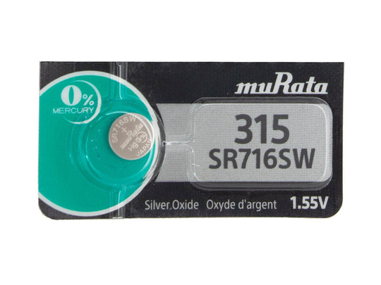 Sony/MuRata SR716SW 315 23mAh 1.55V Silver Oxide Watch Battery - 1 Piece Tear Strip, Sold Individually