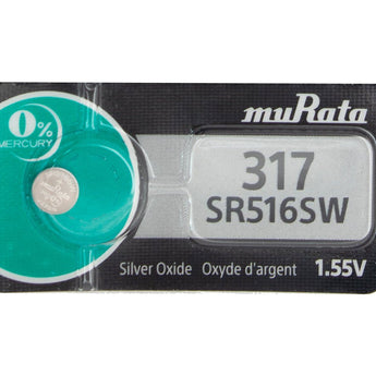 Sony/MuRata SR516SW 317 11.5mAh 1.55V Silver Oxide Watch Battery - 1 Piece Tear Strip, Sold Individually