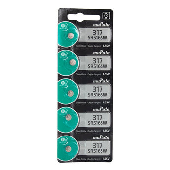 Sony/MuRata SR516SW 317 11.5mAh 1.55V Silver Oxide Watch Battery - 1 Piece Tear Strip, Sold Individually