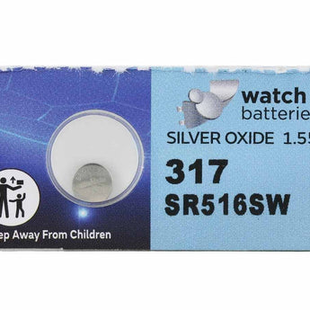 Sony/MuRata SR516SW 317 11.5mAh 1.55V Silver Oxide Watch Battery - 1 Piece Tear Strip, Sold Individually