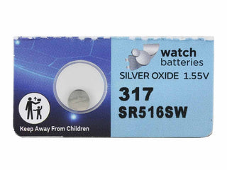 Sony/MuRata SR516SW 317 11.5mAh 1.55V Silver Oxide Watch Battery - 1 Piece Tear Strip, Sold Individually