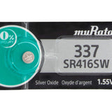 Sony/MuRata SR416SW 337 8.3mAh 1.55V Silver Oxide Watch Battery - 1 Piece Tear Strip, Sold Individually