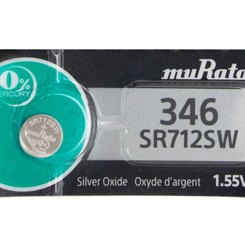 Sony/MuRata SR712SW 346 9.5mAh 1.55V Silver Oxide Watch Battery - 1 Piece Tear Strip, Sold Individually