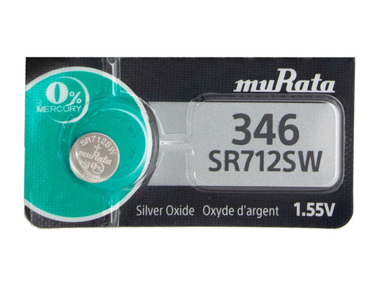Sony/MuRata SR712SW 346 9.5mAh 1.55V Silver Oxide Watch Battery - 1 Piece Tear Strip, Sold Individually