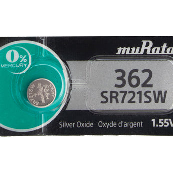 MuRata SR721SW 362 24mAh 1.55V Silver Oxide Watch Battery - 1 Piece Tear Strip