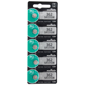 MuRata SR721SW 362 24mAh 1.55V Silver Oxide Watch Battery - 1 Piece Tear Strip