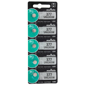 MuRata SR626SW 377 28mAh 1.55V Silver Oxide Watch Battery - 1 Piece Tear Strip, Sold Individually