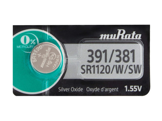 Sony/MuRata SR1120W 391 40mAh 1.55V Silver Oxide Watch Battery - 1 Piece Tear Strip