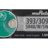 MuRata SR48W 393 42mAh 1.55V Silver Oxide Watch Battery - 1 Piece Tear Strip