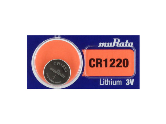 MuRata CR1220 40mAh 3V Lithium Primary (LiMnO2) Coin Cell Watch Battery - 1 Piece Tear Strip, Sold Individually