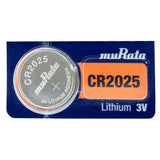 MuRata CR2025 160mAh 3V Lithium Primary (LiMnO2) Coin Cell Watch Battery - 1 Piece Tear Strip, Sold Individually