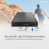 Nitecore NB10000 Quick Charge Dual-Output USB and USB-C Power Bank - 1 x 10000mAh Li-poly Battery Pack - Black or Silver
