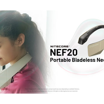 Nitecore NEF20 USB-C Rechargeable Neck Fan - Uses Built-in 4000mAh Li-ion Battery Pack