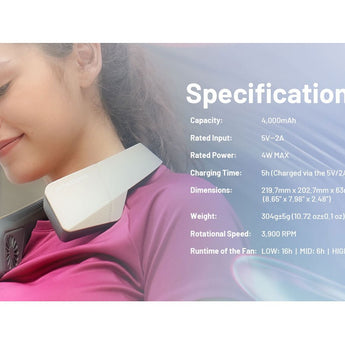 Nitecore NEF20 USB-C Rechargeable Neck Fan - Uses Built-in 4000mAh Li-ion Battery Pack