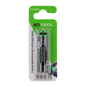 Nextorch 14500 880mAh 3.6V Lithium Ion (Li-ion) Button Top Battery with USB-C Charging Port