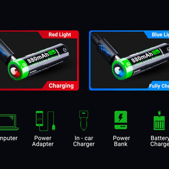 Nextorch 14500 880mAh 3.6V Lithium Ion (Li-ion) Button Top Battery with USB-C Charging Port