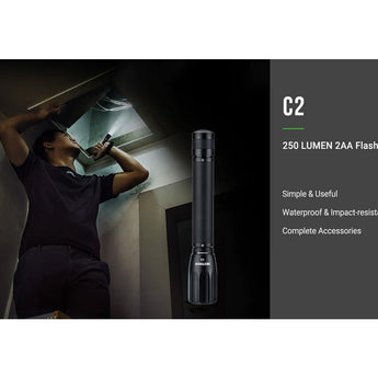 Nextorch C2 LED Flashlight - CREE XP-G3 - 250 Lumens - Includes 2 x AA