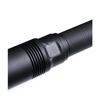 nextorch l10 max lep flashlight close up of protected charge port