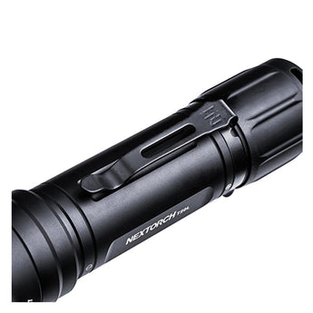 nextorch t20l lep flashlight close up of pocket clip
