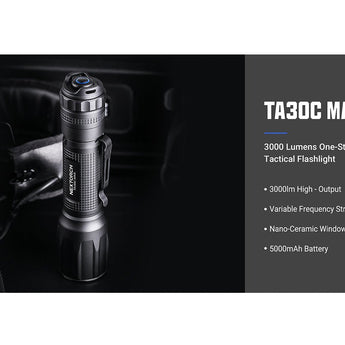 Nextorch TA30C-MAX Tactical LED Flashlight - 3000 Lumens - CREE XHP50D-HI - Includes 1 x USB-C Rechargeable 21700