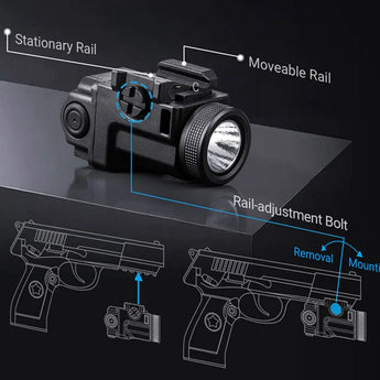 Nextorch WL14 USB-C Rechargeable LED Weapon Light - OSRAM P9 - 500 Lumens - Uses Built-in 250mAh Li-ion Battery Pack