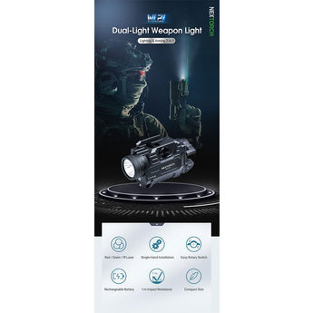 Nextorch WL21 LED Weapon Light with Red, Green, or Infrared Laser - 650 Lumens - Osram P9 - Includes 1 x 16340 with Built-In Charging Port