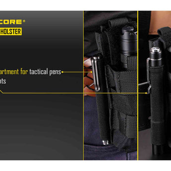 Nitecore NCP30 Durable Multi-Functional Tactical Flashlight Holster - Fits Nitecore E, MT, P, SRT, & MH Series - Black