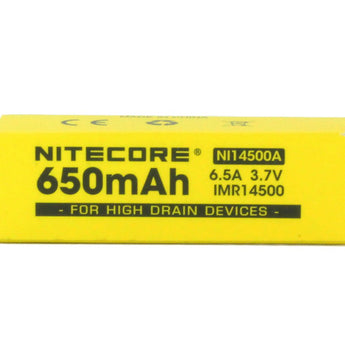 Nitecore NI14500A IMR 14500 650mAh 3.7V Unprotected Lithium Manganese (LiMn2O4) Battery - Button Top or Flat Top